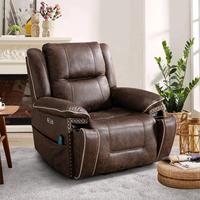 Geeksofa Fauteuil inclinable super doux et surdimensionné à double moteur avec assistance chauffante et massante avec appui-tête pour les personnes âgées