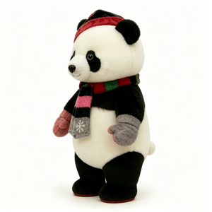 Customized Soft plush panda with red-green-pink knit accessories for Christmas, Christmas gift panda plush <b>Winter</b> <b>decor</b> panda - Product Image 3
