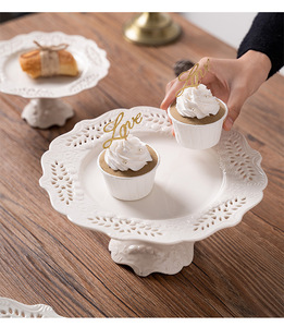 European Retro White Embossed Ceramic Dinner Plates Set Hollow Dessert Serving Tray Plant Pattern Porcelain Tableware <b>Dinnerware</b> - Product Image 4