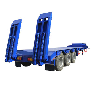Semirremolque de plataforma baja de 3 ejes de acero de alta resistencia con rampa hidráulica para transporte de equipo pesado, ¡el más vendido! - Product Image 3