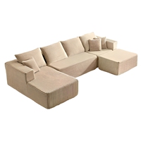Ensemble de canapés modulaires en velours, style minimaliste moderne, luxe léger, grand format, rembourré en mousse, pour appartement