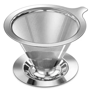 Taşınabilir çay demlik standı yeniden kullanılabilir kahve filtresi paslanmaz çelik koni filtre kahve damlatıcı üzerine dökün