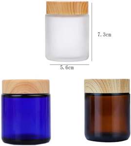 Amber 1oz Empty Cosmetic Containers Round Glass Jar with Inner Liners and <b>Bamboo</b> Lids for Storing Lotions/Powders/ and Ointments - Product Image 2