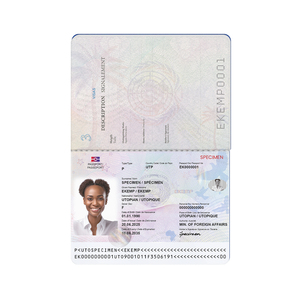 High Security Epassport Card Booklet with PC PVC Polycarbonate Data <strong>Page</strong> CLI MLI RFID <strong>Coding</strong> for High Resolution CMYK Printing - Product Image 3