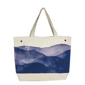 Nouveau sac fourre-tout en toile recyclée écologique pour femmes, grand sac à bandoulière en coton, motif peinture à l'encre chinoise créative, grande capacité - Product Image 2