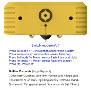 Repeller động vật năng lượng mặt trời cao cấp | răn đe chim/Chuột/Hươu với cảm biến hồng ngoại | 13 âm thanh động vật tích hợp + đèn nhấp nháy màu đỏ/xanh - Product Image 5