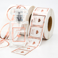 Parfum de qualité supérieure personnalisé étiquette métallique 3D bouteille holographique surélevé feuille d'or logo autocollant clair transparent étiquettes d'emballage