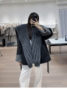 เสื้อคลุมโปโลแฟชั่นสองสี รุ่นวินเทจใหม่ประจำฤดูใบไม้ร่วง/ฤดูหนาว ปี 2025 ทำจากผ้าขนแกะเมอริโนอย่างดี <span class=keywords><strong>สอง</strong></span>ด้าน พร้อมฮู้ดและขนสุนัขจิ้งจอกถอดได้ - Product Image 1