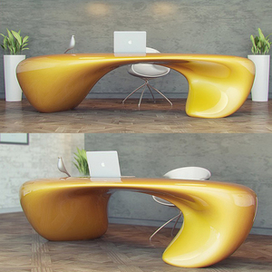 Mostrador de Recepción CR019 con Superficie de Piedra Rústica, Diseño Artístico Ondulado en FRP, Textura Similar a la Piedra, para Cafetería, Bar y Galería de Arte - Product Image 2