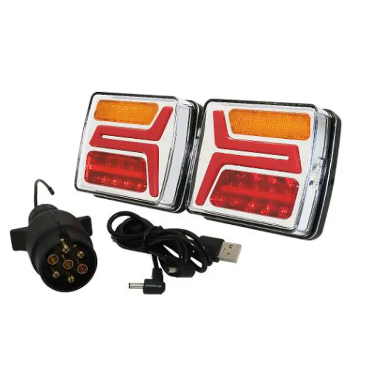 Magnetic Wireless LED Trailer Tail Lights Truck Lights Brake Lamp With 7 Pin Plug for Trailer Truck or Caravan