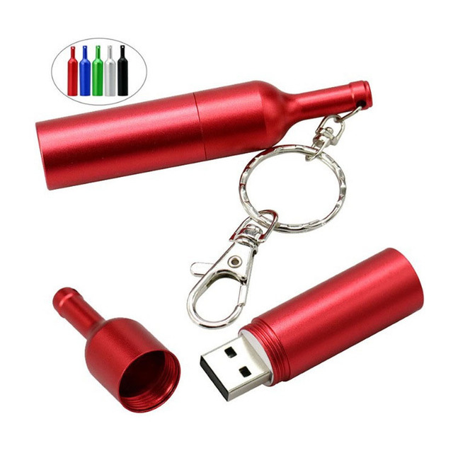 Custom Metal Usb 2.0 Flash Drive 128Gb 64Gb Wine Bottle Shape Usb Memory Stick 4Gb 8Gb 16Gb 32Gb High Speed Pen Drive