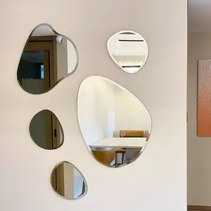 Large Irregular Home Bedroom Living Room Decor oval wall mounted glass beveled edge mirror