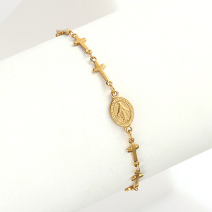 Nouveau Bracelet Médaille Miraculeuse Croix Délicate 2026 en Acier Inoxydable Plaqué Or 18K, Bijou Religieux de Prière - Product Image 6