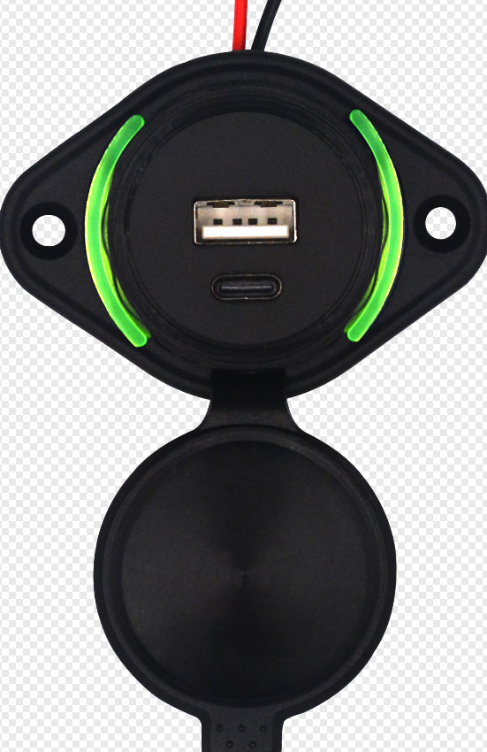 USB A + TYPE C 5V 3.1A Bleu/Rouge/Vert/Blanc LED