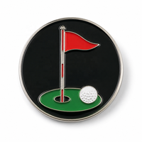 Marqueur de balle de golf 2D en émail, clip de chapeau en métal, aimant, accessoires de golf, cadeau, drapeau de trou, clubs croisés, tee, marqueur de balle en métal personnalisé OEM