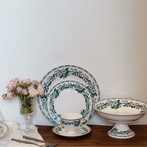 Assiette à fruits vintage en céramique de 10,6 pouces avec motif de roses vertes, style campagnard, support à pâtes italien pour les fêtes - Product Image 3