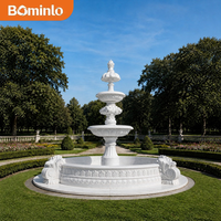Fontaine Monumentale en Marbre Tête de Lion, Sculpture à 4 Niveaux, Fontaine d'Extérieur pour Jardin, Taille Personnalisée pour Villa de Luxe, Hôtel, Place Publique