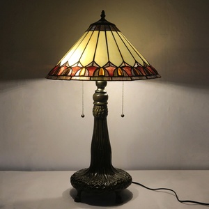LongHuiJing 16 Inch European Lamp Cone Stained Glass Adjustable Table Lamp Flexible Eco-Friendly E26 LED Classic Desk Reading - Product Image 1