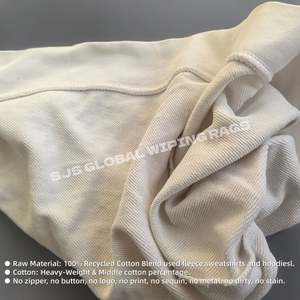 Trapos de limpieza blancos de algodón 100% reciclado para la industria automotriz, trapos de limpieza a granel tipo sudadera. - Product Image 4