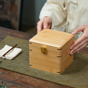 Caja de embalaje de porcelana personalizada con forro, caja de almacenamiento de bambú y madera, caja de regalo Jianzhan con tapa abatible, tetera de madera Zisha - Product Image 1