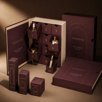 Boîte de calendrier de l'Avent de luxe haut de gamme en carton recyclable, double porte, pour cosmétiques, emballage cadeau de Noël, vente en gros OEM ODM