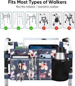 Bolsa de Transporte Grande con Soporte para Vasos, Accesorio Plegable para Andadera, Cesta de Almacenamiento Manos Libres, Bolsa para Accesorios de Movilidad - Product Image 4