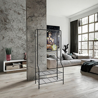 Porte-vêtements sur pied en métal noir classique, carré, non pliable, à double niveau, design détachable, pour rangement