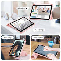 Étui pour tablette en cuir PU à trois volets pour iPad Mini 6 avec emplacement pour stylet, étui robuste pour tablette rotatif à 360 degrés