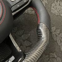 Maßgefertigtes Sport-Lenkrad aus Carbon und Leder für VW Golf 4 5 6 7 R MK7 8 Polo GTI GTD mit Roter Naht und Schaltwippen