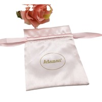 Pochette à bijoux en satin imitation soie avec cordon de serrage, logo personnalisé imprimé, sac de rangement de luxe pour boucles d'oreilles, bagues, colliers, cadeau