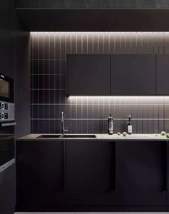 Armoires de cuisine de haute qualité Yaman avec panneau de porte en dalle ignifuge, crédence en bois, accessoires, design de menuiserie de luxe - Product Image 2