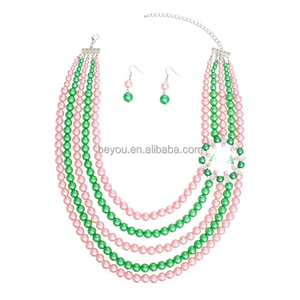 Broche em forma de flor verde rosa para irmandade, acessório de lapela com letras gregas esmaltadas, pulseira de joias, colar e encaixe - Product Image 4