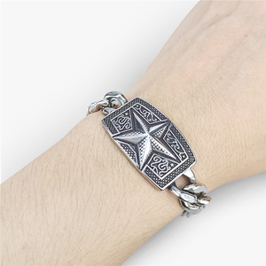 Venta al por mayor de acero inoxidable Punk pulsera de cadena de eslabones Cruz calavera gótica HipHop joyería de moda encanto para hombres mujeres regalo geométrico - Product Image 3