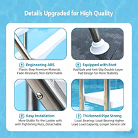Escalier de piscine double face en acier inoxydable, marches en ABS, finition résistante à la corrosion, installation facile, antidérapant pour piscines hors sol