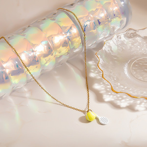 Collier pendentif tennis en acier inoxydable plaqué or 18 carats, chaîne claviculaire pour femme, bijoux de sport, cadeau - Product Image 2