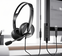 Casque filaire léger supra-auriculaire pour étudiants avec microphone US pour cours en ligne, PC, centre d'appels et bureau – En stock