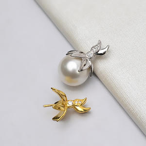 จี้เงินแท้ S925 รูปทรงฮู้ดสำหรับผู้หญิง ใส่ไข่มุกขนาด 12-13 มม. อุปกรณ์ DIY สำหรับทำเครื่องประดับ รุ่น 741 อะไหล่และอุปกรณ์ทำเครื่องประดับ - Product Image 1