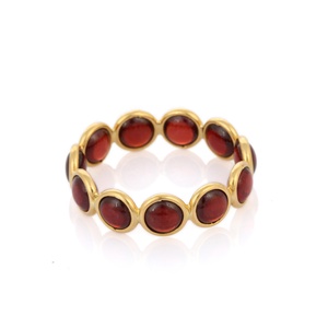 Best Selling Products Natural Round <b>Garnet</b> Eternity Band <b>Ring</b> 18K Fine Yellow Gold Gemstone <b>Ring</b> Fashion Jewelry for Wholesale - Product Image 4