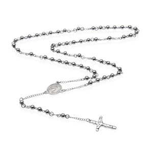 Collar de Cruz de Acero Inoxidable Barato al por Mayor, Collar Cristiano con Cuentas de Rosario, Religioso, R.GEM. Joyería para Mujeres y Hombres para el Islam - Product Image 2
