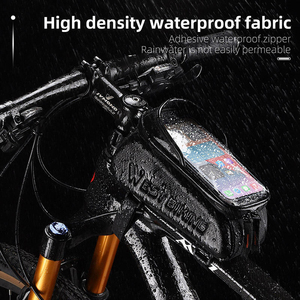 Sacoche de cadre de vélo WEST BIKING en cuir avec écran tactile, trou pour écouteurs, 6,8 pouces, étanche, grande capacité - Product Image 4