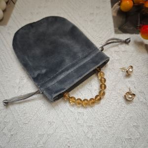 Sac à bijoux en velours de coton imprimé avec logo personnalisé ODM, pochette à cordon en velours doux pour emballage cadeau, sac de protection anti-poussière pour cosmétiques - Product Image 3