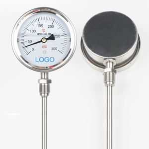WSS Termômetro Bimetálico Dois <span class=keywords><strong>Metal</strong></span> Medidor Térmico Temp Thread BSP 1/2 ''Totalmente SS Personalizar Stem Dial Therm 4 polegada 6 polegada 100mm 150mm - Product Image 2