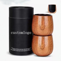 Tasse en bois de whisky carbonisé à l'ancienne faite à la main avec logo personnalisé en gros Cadeaux pour hommes Tasse à café et thé en bois