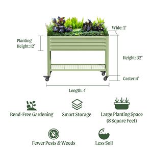 Lit de jardin <span class=keywords><strong>sur</strong></span>élevé avec pieds pour plantes d'extérieur, chariot de <span class=keywords><strong>jardinière</strong></span> <span class=keywords><strong>sur</strong></span>élevé <span class=keywords><strong>sur</strong></span> roues pour patio de légumes, de fleurs et d'herbes. - Product Image 3