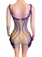 Combinaison de danse sexy pour femme avec franges, strass et paillettes, idéale pour les spectacles, soirées, anniversaires et fêtes
