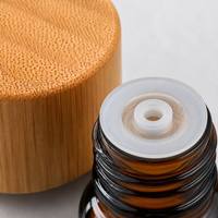 Botella de Vidrio Ámbar Azul de 30 ml Personalizada de Primera Calidad para Aceites Esenciales con Tapa de Bambú, Envase Ecológico y Sostenible para Aromaterapia al por Mayor