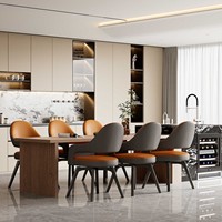 Chaise de salle à manger pivotante pour la maison, chaise de table à manger de luxe légère en cuir rembourré avec structure en fer pour hôtel, restaurant, café
