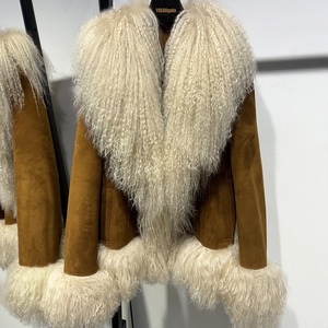 <strong>Black</strong> Leather Coat Mongolia Fur Collar Coat Real <strong>Suede</strong> Leather <strong>Jacket</strong> for Women 2025 Winter Outerwear - Product Image 5