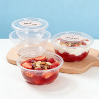 Contenants ronds jetables transparents personnalisés avec logo imprimé, 8/12/14/16/24/32 oz, bols en plastique pour açaï avec couvercle