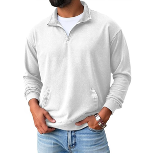 Sweat-shirt à demi-zip pour homme, polaire léger, pull décontracté à manches longues, mélange de coton doux - Product Image 1